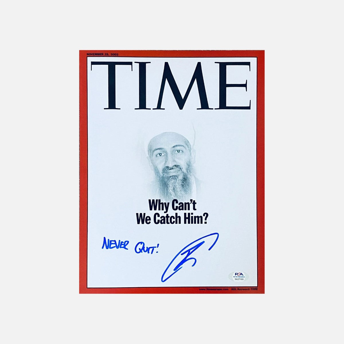 Robert O'Neill Signed "Why Can't We Catch Him" TIME Magazine Cover Photo