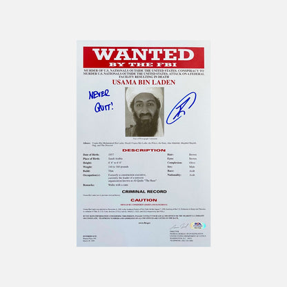 Robert O'Neill Signed Osama Bin Laden FBI WANTED Document