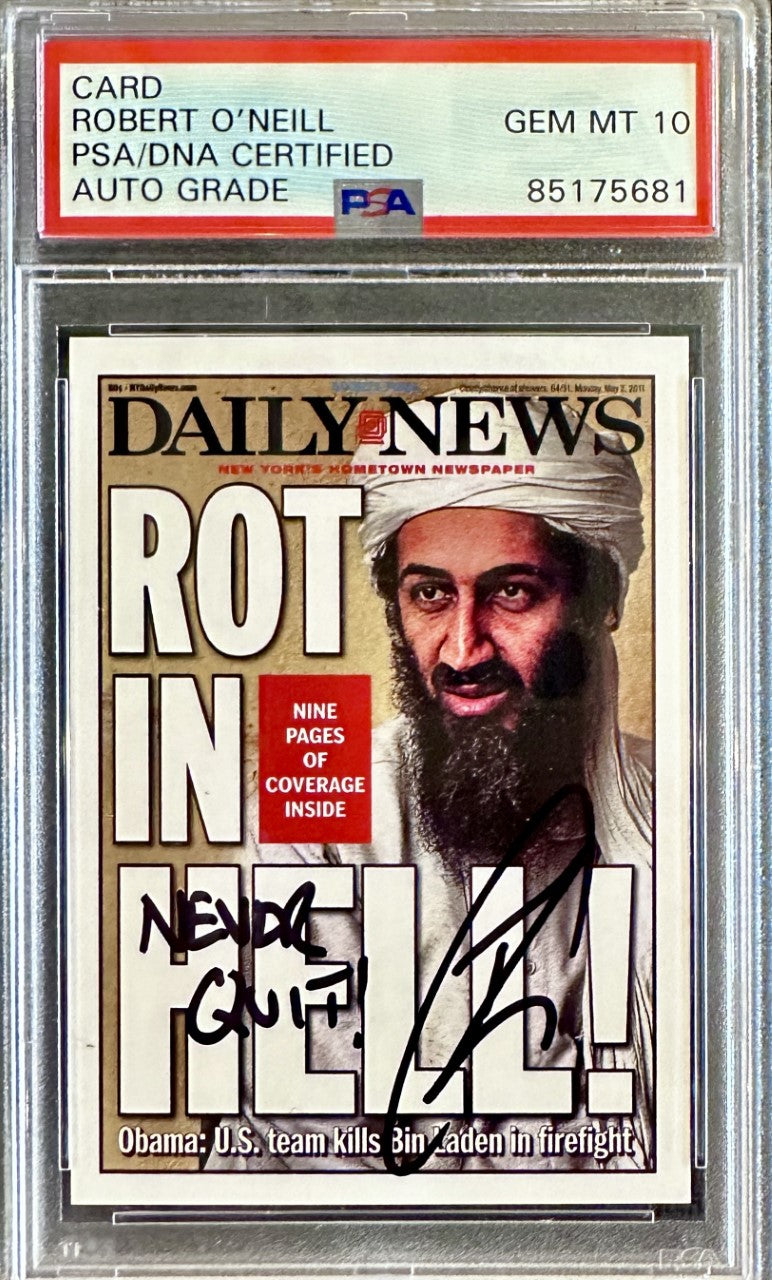 Robert O'Neill Signed Limited Edition /911 "ROT IN HELL" New York Daily News Cover Card