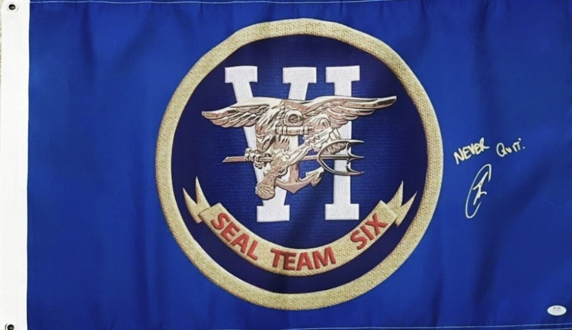 Robert O'Neill Signed "SEAL Team Six" 18x30" Flag