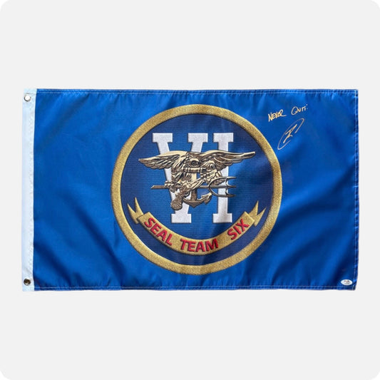 Robert O'Neill Signed "SEAL Team Six" 18x30" Flag